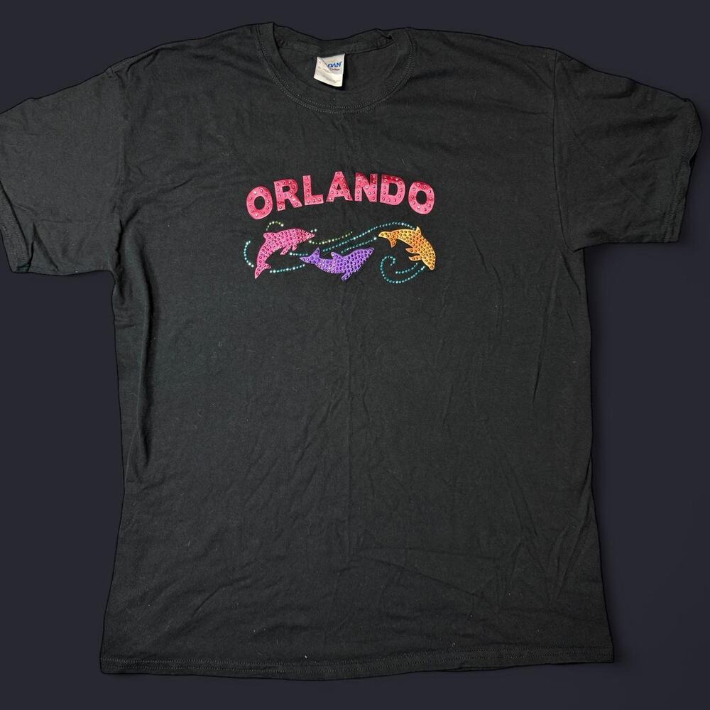 Black and multi coloured orlando dolphin t-shirt